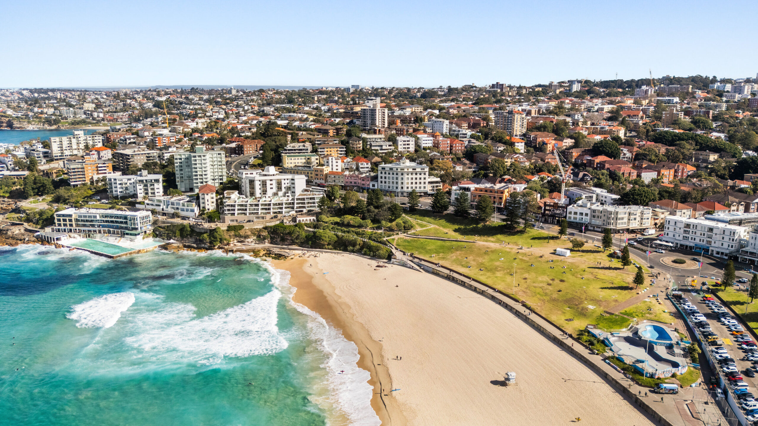 Aerial view of Bondi Beach and Campbell Parade