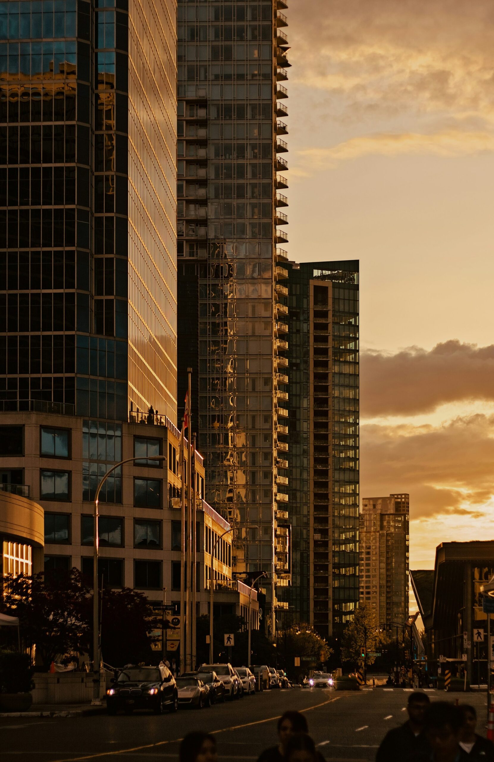 City skyline at golden hour